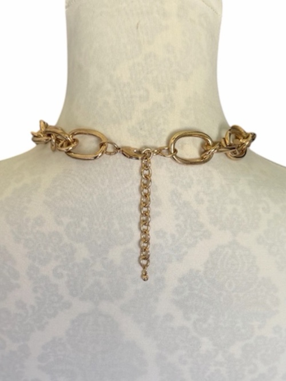Gold Tone Oversized Link Chain Necklace | Chunky Statement Necklace Adjustable - Picture 3 of 6